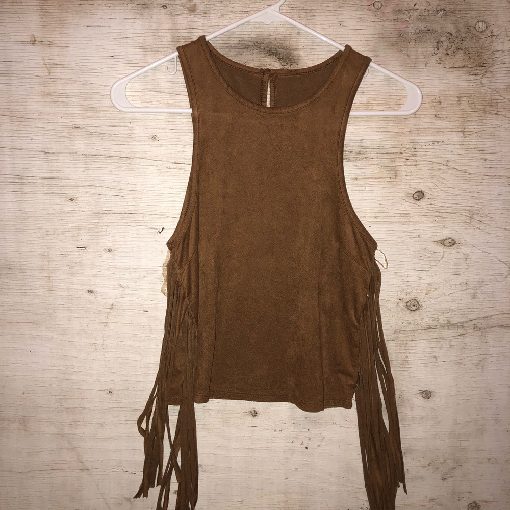 Crop top with fringe sides